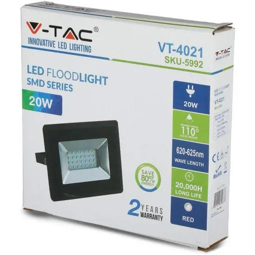 VT-4021 20W Strahler mit rotem Licht - IP65 - Atmosphärische Beleuchtung