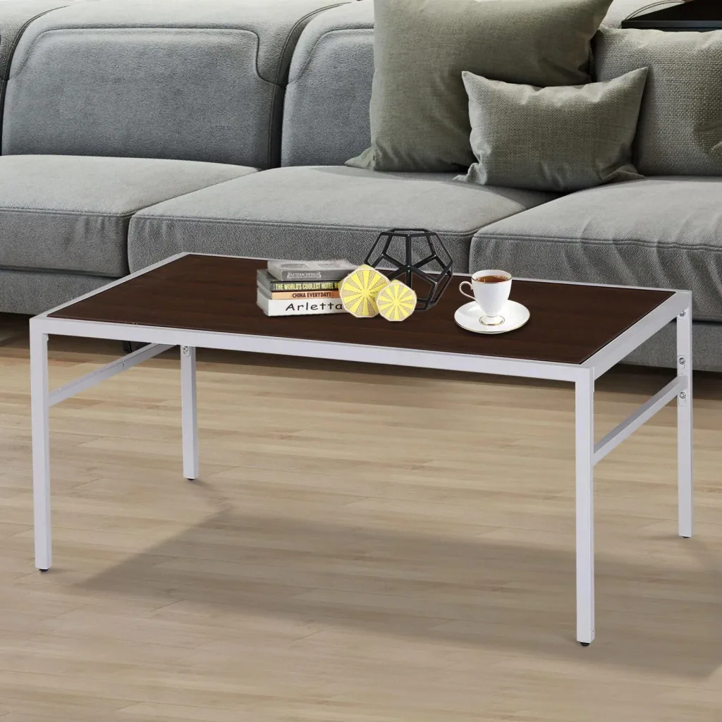 Vintage Couchtisch Beistelltisch Wohnzimmertisch Sofatisch Metallgestell gemasert 106 x 68 x 46 cm
