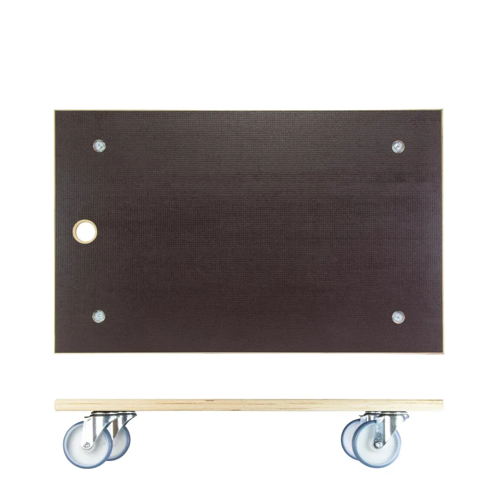 Transporthilfe MM 1146, 78 x 49 x 15 cm, softe Rollen Ø 100 mm, Rollenlager, Platte Maxigrip FSC®, Tragkraft 500 kg