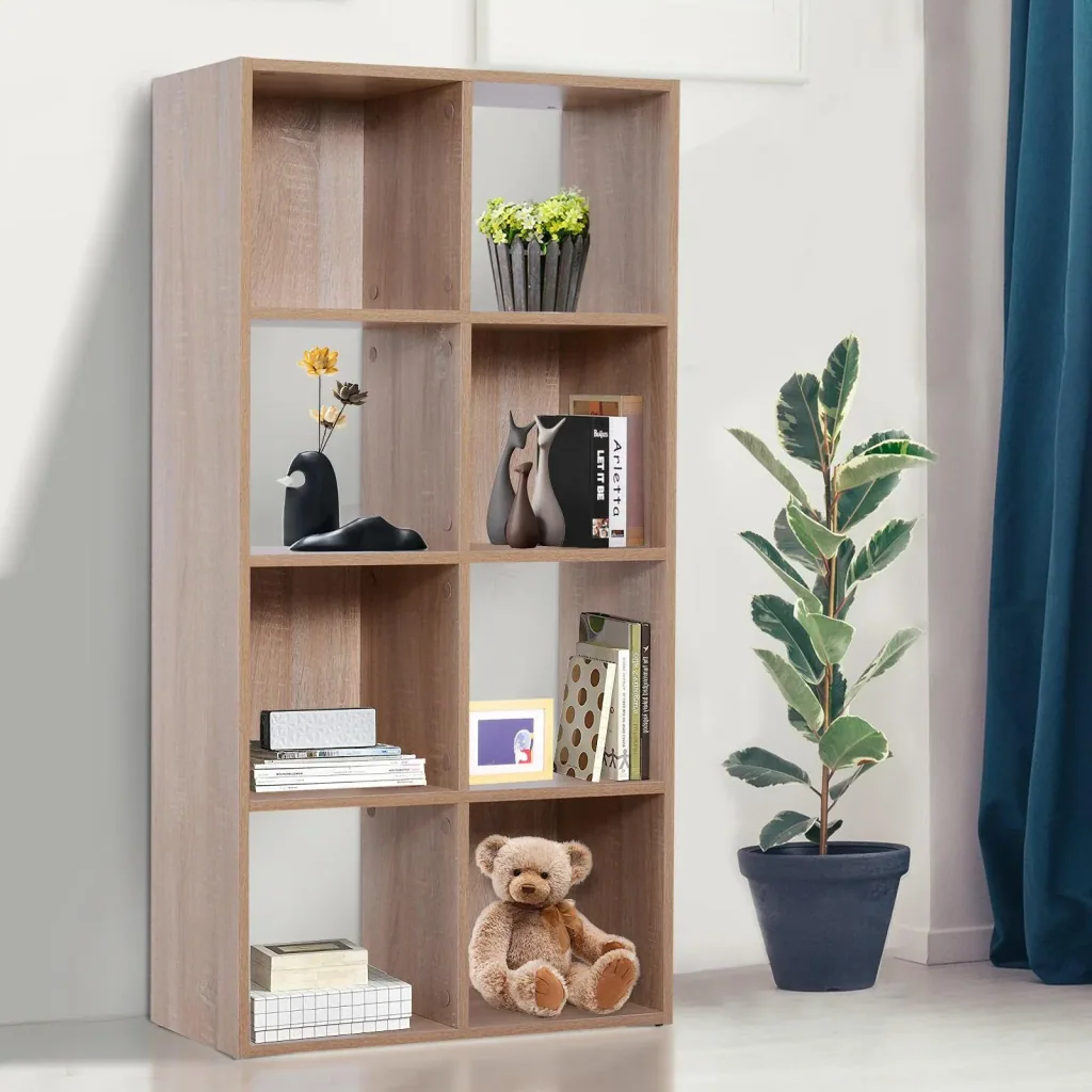 8 Fächer Bücherregal Wandregal Standregal Raumteiler Holz Natur 61,5 x 29,5 x 122,5 cm