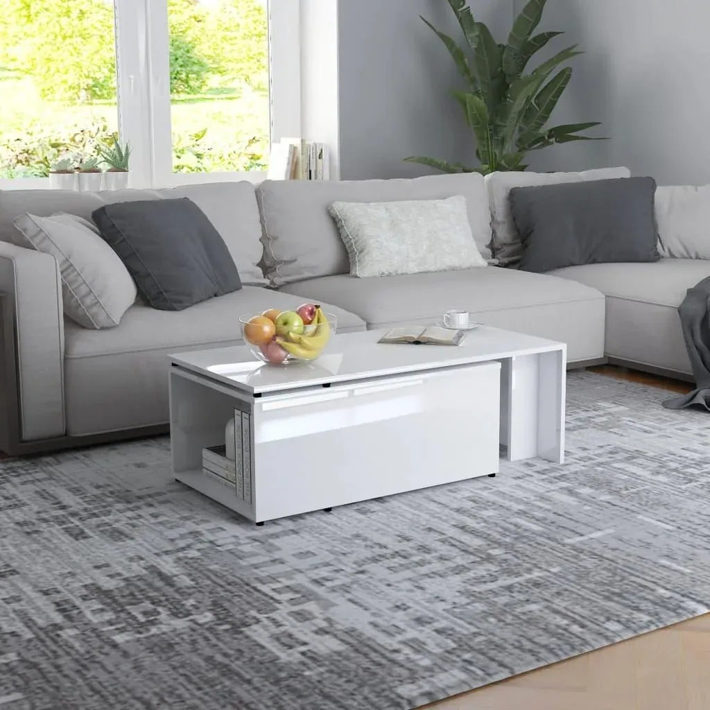 Couchtisch 150x50x35 cm Spanplatte hochglänzend weiß