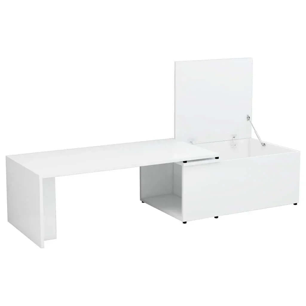 Couchtisch 150x50x35 cm Spanplatte hochglänzend weiß