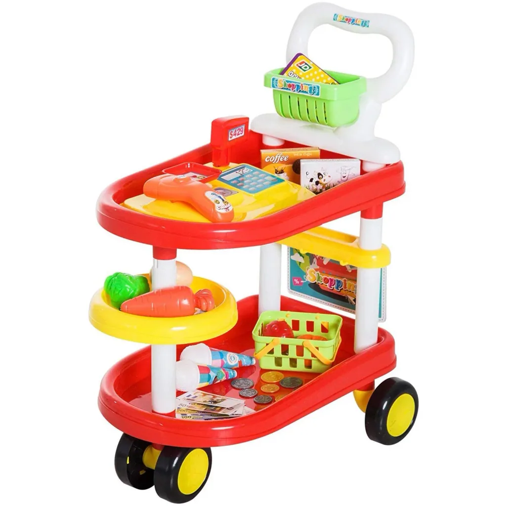 Kinder Supermarkt Warenkorb Kassierer Trolly Rollenspiel Spielzeug Rot