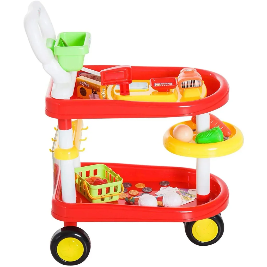 Kinder Supermarkt Warenkorb Kassierer Trolly Rollenspiel Spielzeug Rot