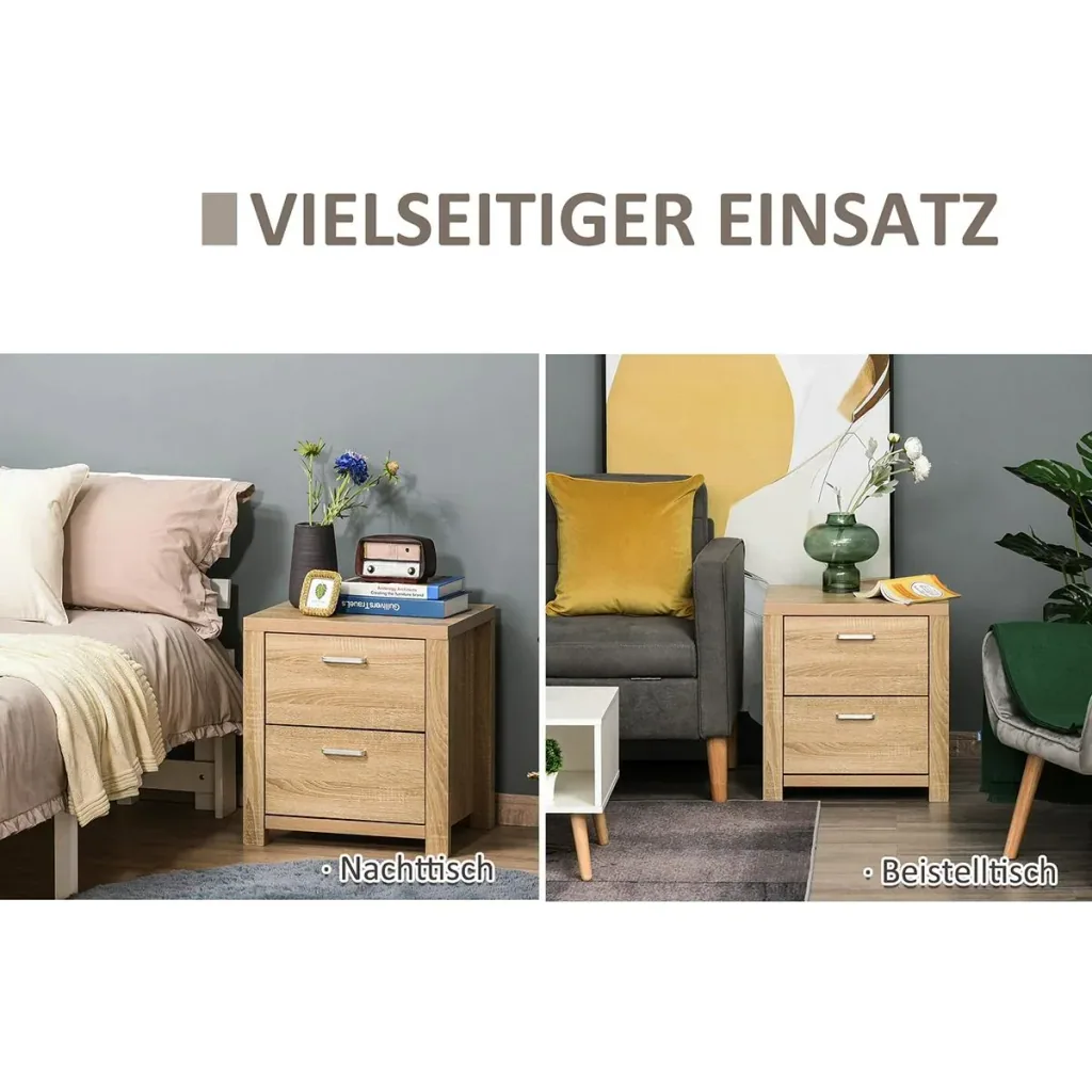 Nachttisch mit Schubladen natur