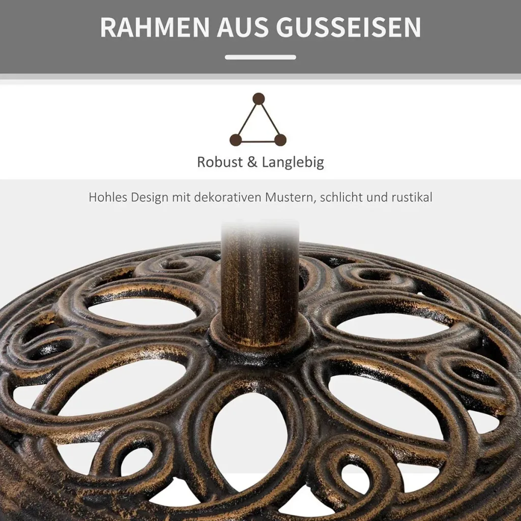 Sonnenschirmständer aus Gusseisen 11,5 kg Schirmständer für Sonnenschirm Schirmstangen 38 mm/48 mm rund Sonnenschirmfuß