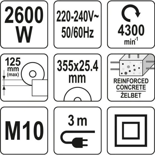 Betonsäge - 2600W - 350 mm