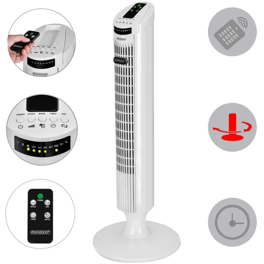 Turmventilator mit Fernbedienung, Turbofuncite & Aromabox weiß