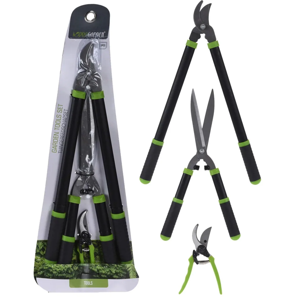 Komplettes Gartenset 7-teilig mit Rasentrimmer, Heckenschere und kleinen Gartengeräten
