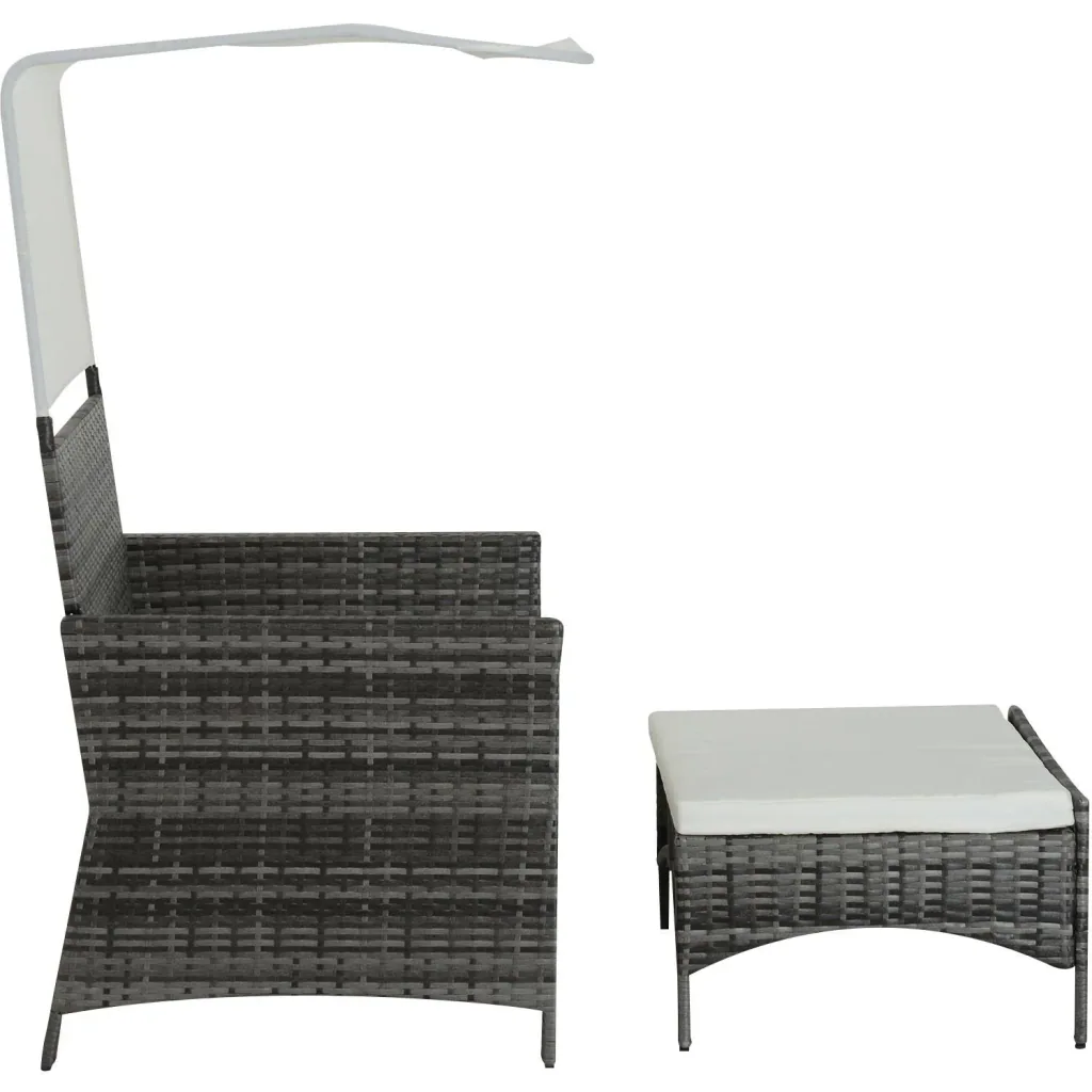 2-tlg, Gartensofa Gartenmöbel Lounge Rattenmöbel Polyrattan + Metall 2er-Sofa 1 x Hocker mit Sonnendach