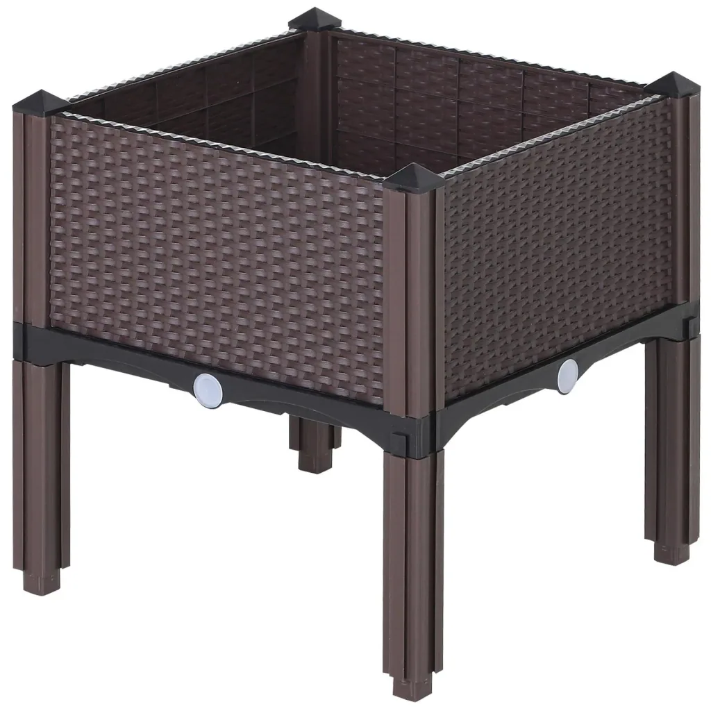 2-teiliges Hochbeet in Rattan-Optik