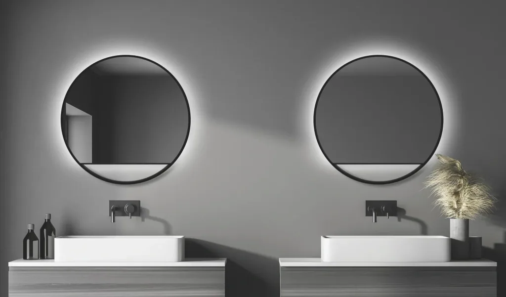 Dekorativer Wandspiegel "Black Hole" - Light indirekter LED Beleuchtung Ø 80 cm