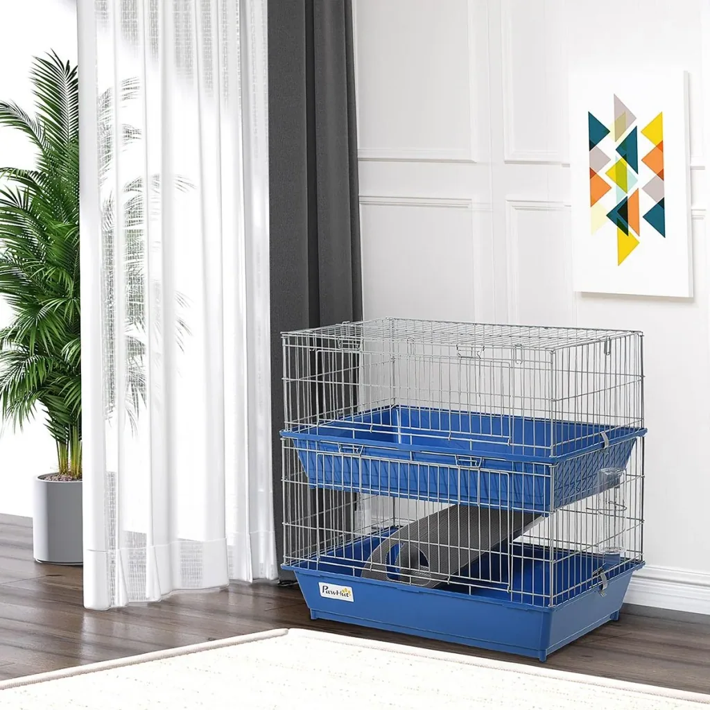Kleintierkäfig 2-stöckig blau/grau