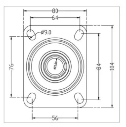 Lenkrolle mit Vollgummi Reifen u.Feststeller Durchmesser 100 mm