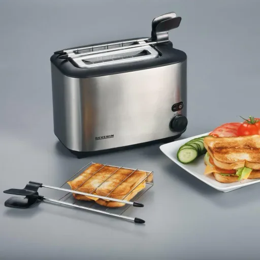 Toaster mit Sandwich-Grill / abnehmbarem Grill - 540 Watt - Silber
