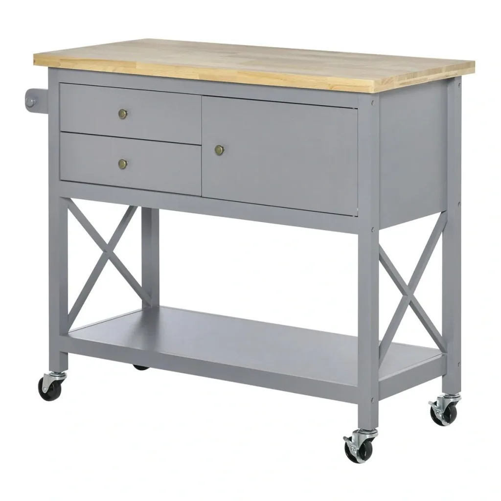 Küchenwagen Standregal rollbar Servierwagen Küchentrolley mit Schublade Schrank Bodenregal Handtuchhalter für Küche Wohn