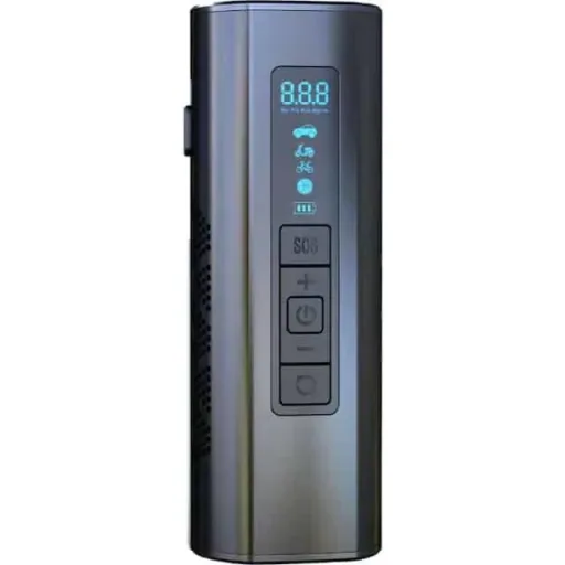 Pure4u CAR3 Tragbarer Kompressor - Elektrische Reifenpumpe - USB Wiederaufladbar - LED - Powerbank