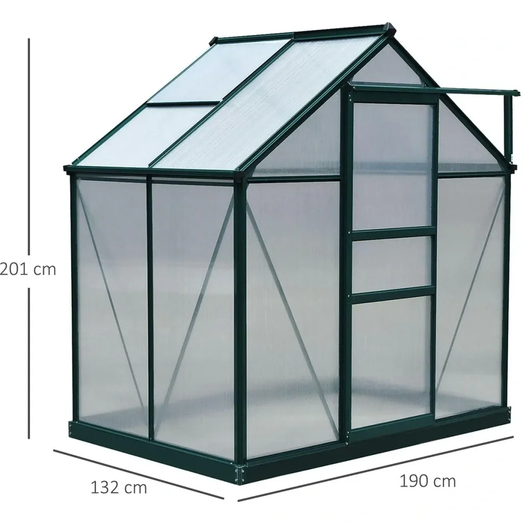 Gewächshaus mit Dachluke - Polycarbonatgehäuse - 183 x 122 x 213 cm