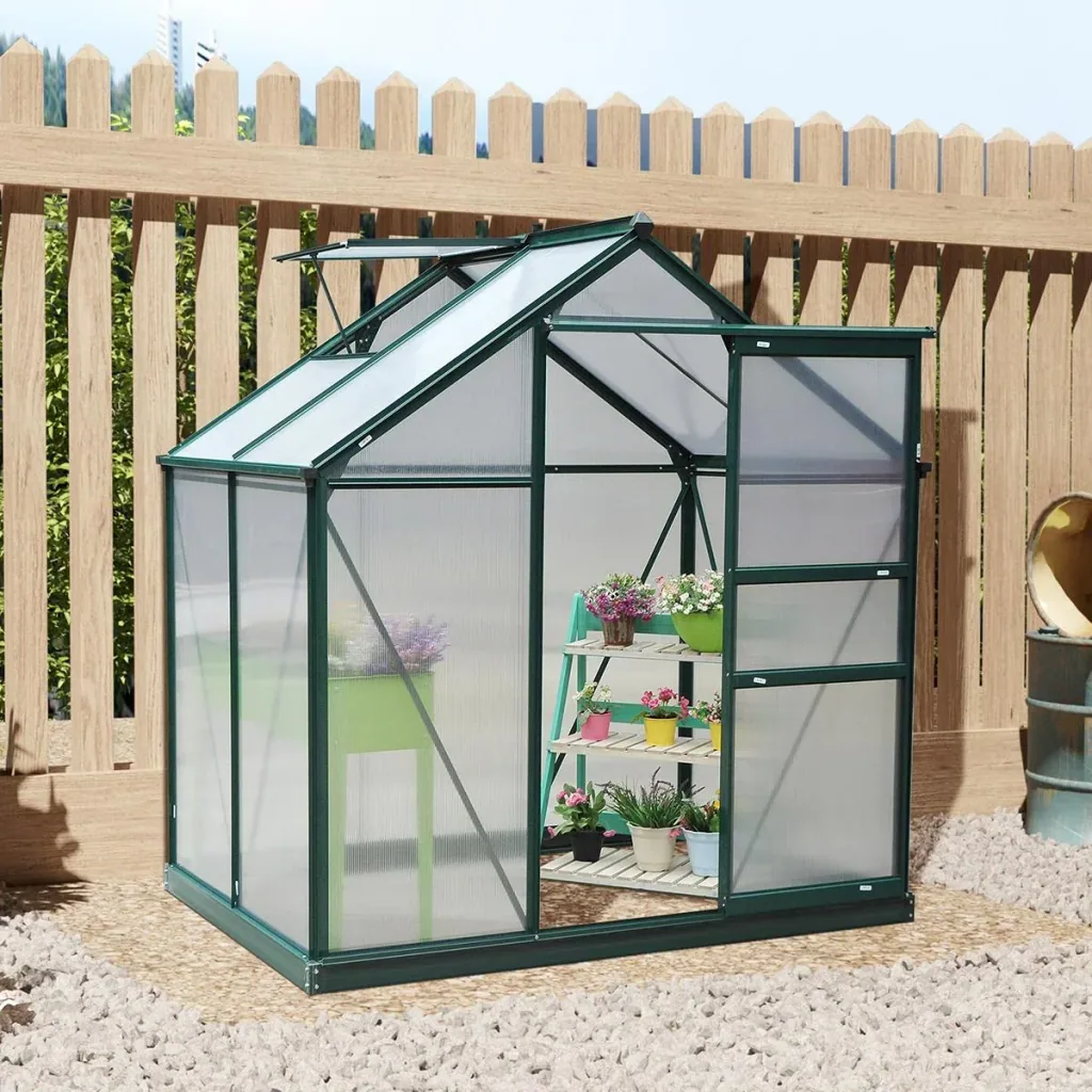 Gewächshaus mit Dachluke - Polycarbonatgehäuse - 183 x 122 x 213 cm