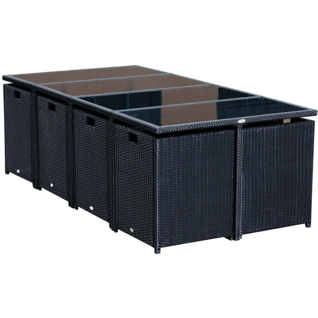 13 tlg, Gartengarnitur Gartenmöbel Rattan Schwarz