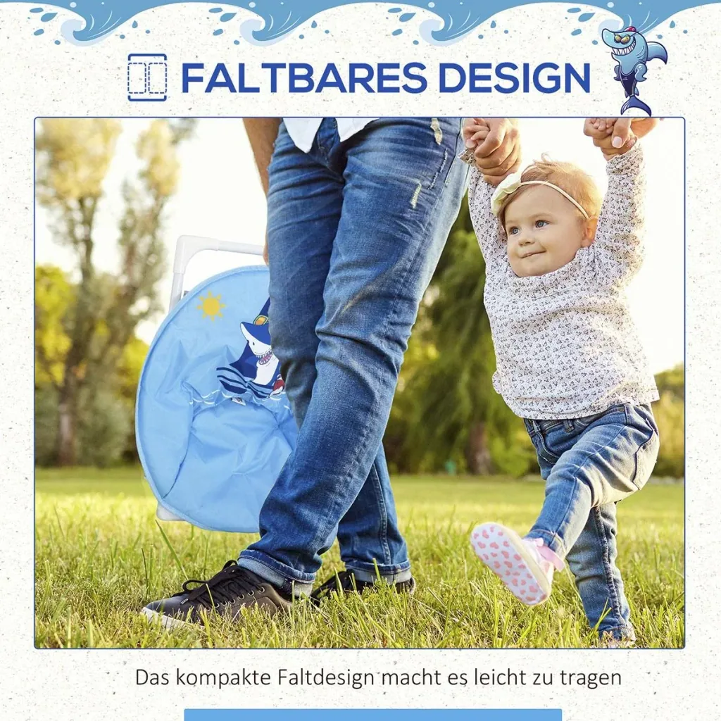 Campingstuhl faltbar Kinder Klappstuhl Mondstuhl drinnen und draußen für 3 bis 5 Jahre Kinder stahlblau Ø50 x 49H cm