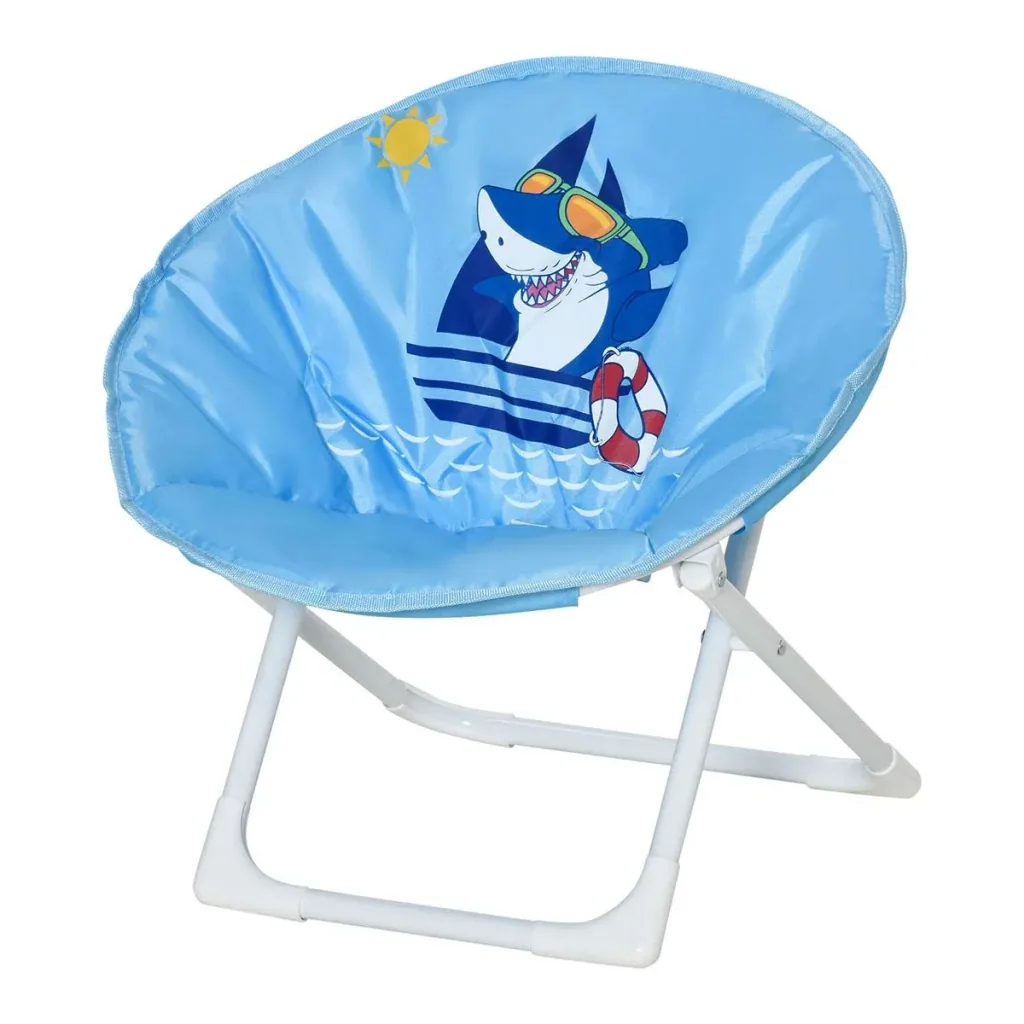 Campingstuhl faltbar Kinder Klappstuhl Mondstuhl drinnen und draußen für 3 bis 5 Jahre Kinder stahlblau Ø50 x 49H cm