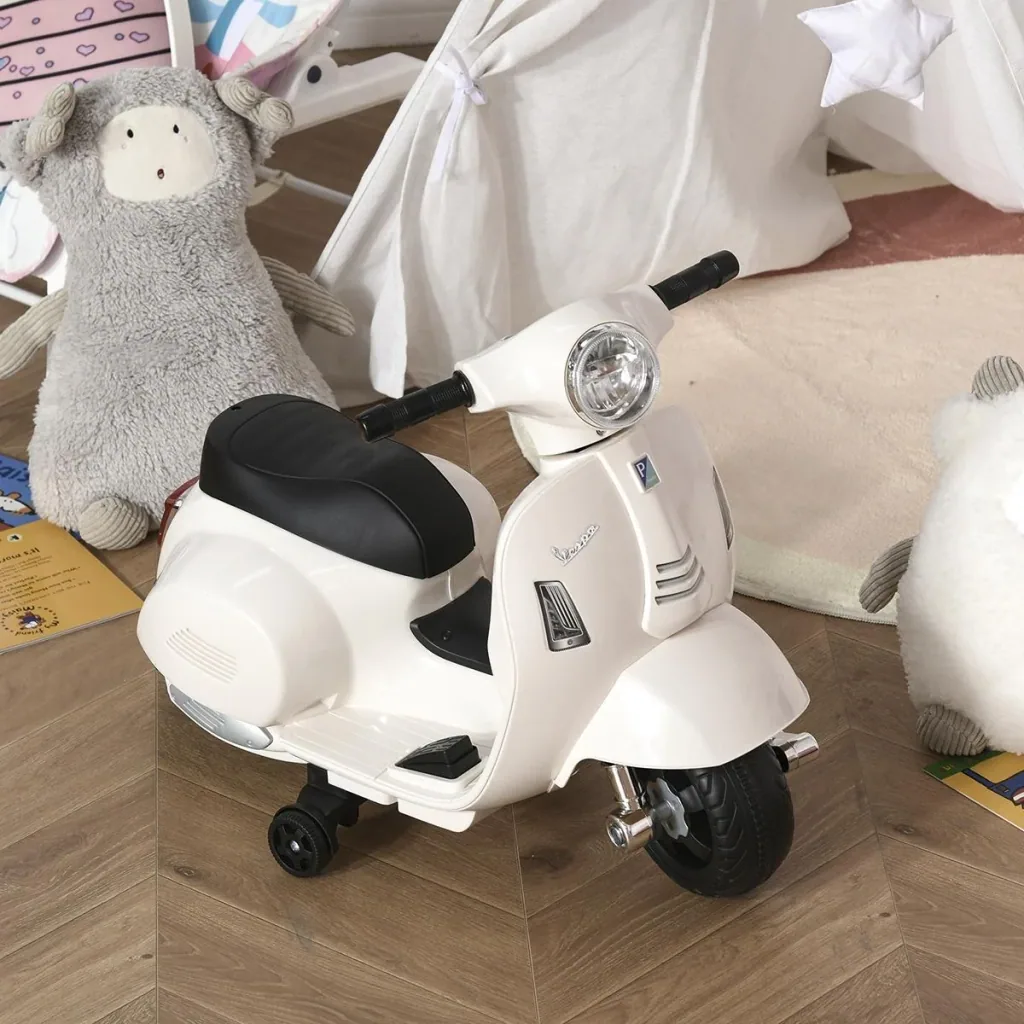 VESPA Elektromotorrad Kindermotorrad Elektrofahrzeug 18-36 Monate 3 km/h LED-Licht Sound PP-kunststoff Metall Weiß