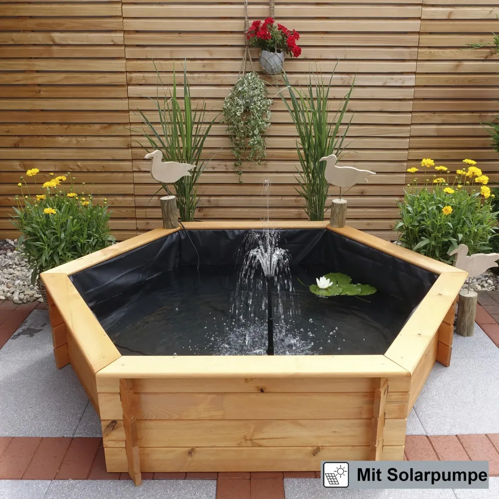 Sechseck-Hochteich 125 cm Solar