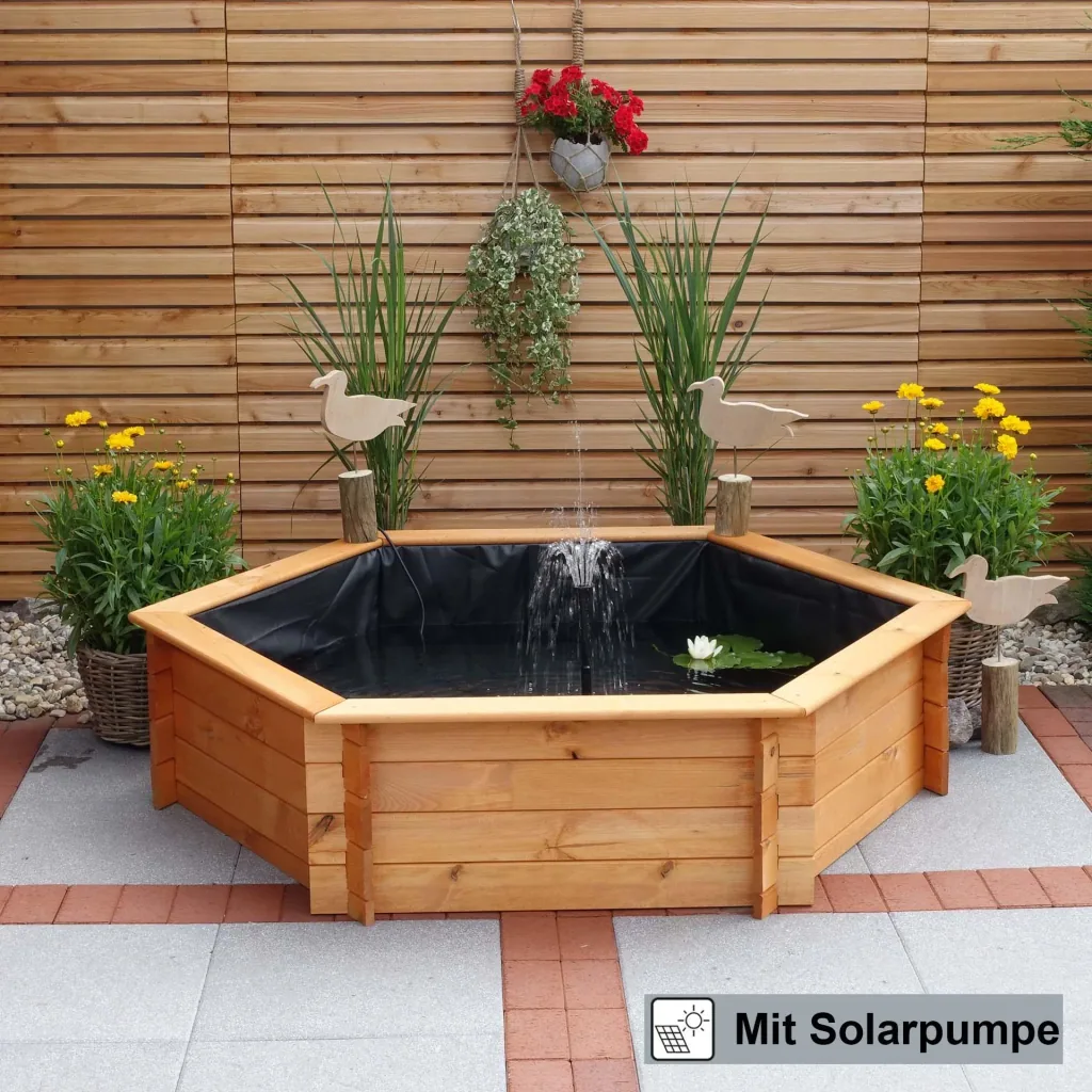 Sechseck-Hochteich 125 cm Solar