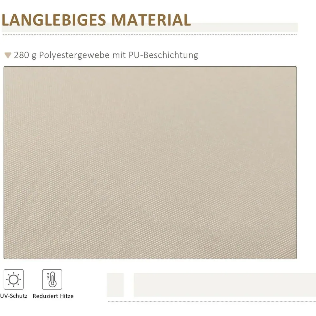 manuelle Gelenkarmmarkise 395 cm Markise mit Handkurbel Balkonmarkise Sonnenschutz Wandmontage Balkon Alu Beige 395 x 24