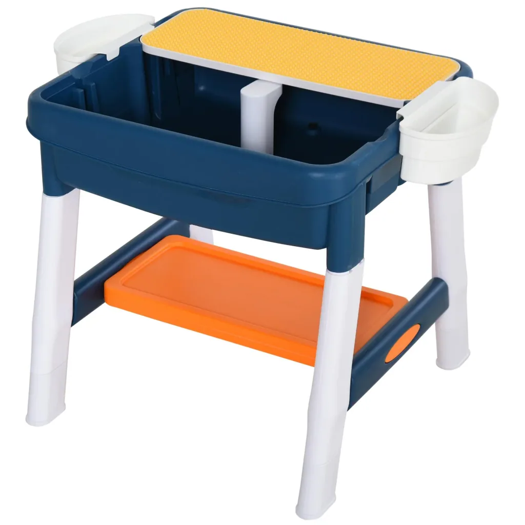 2-in-1 Kinderspieltisch mit Keyboard und Bausteinen