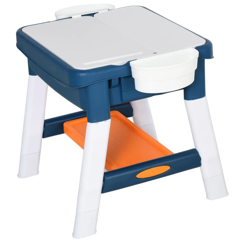 2-in-1 Kinderspieltisch mit Keyboard und Bausteinen