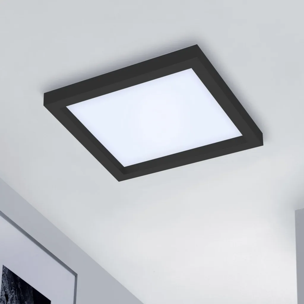 LED Deckenleuchte, viereckig, 29,5 cm, CCT, 18 Watt, schwarz