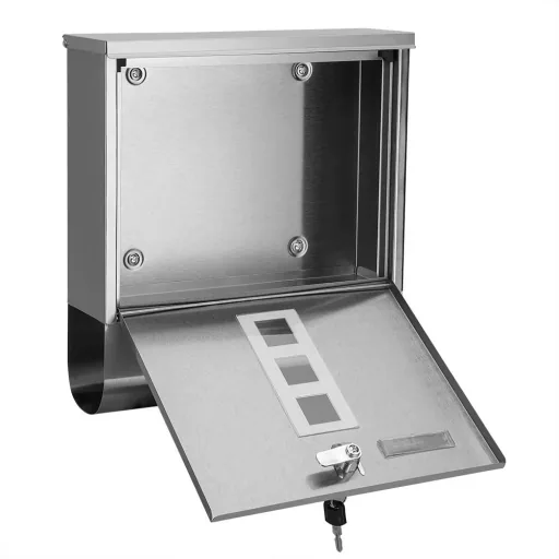 Briefkasten mit Zeitungshalter Edelstahl silber