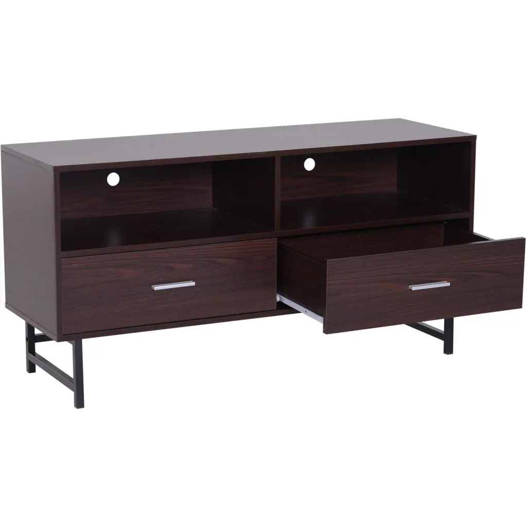 Fernsehtisch TV-kommode Unterschrank 2 x Schublade Holz Dunkelkaffee 120 x 39,5 x 60,5 cm