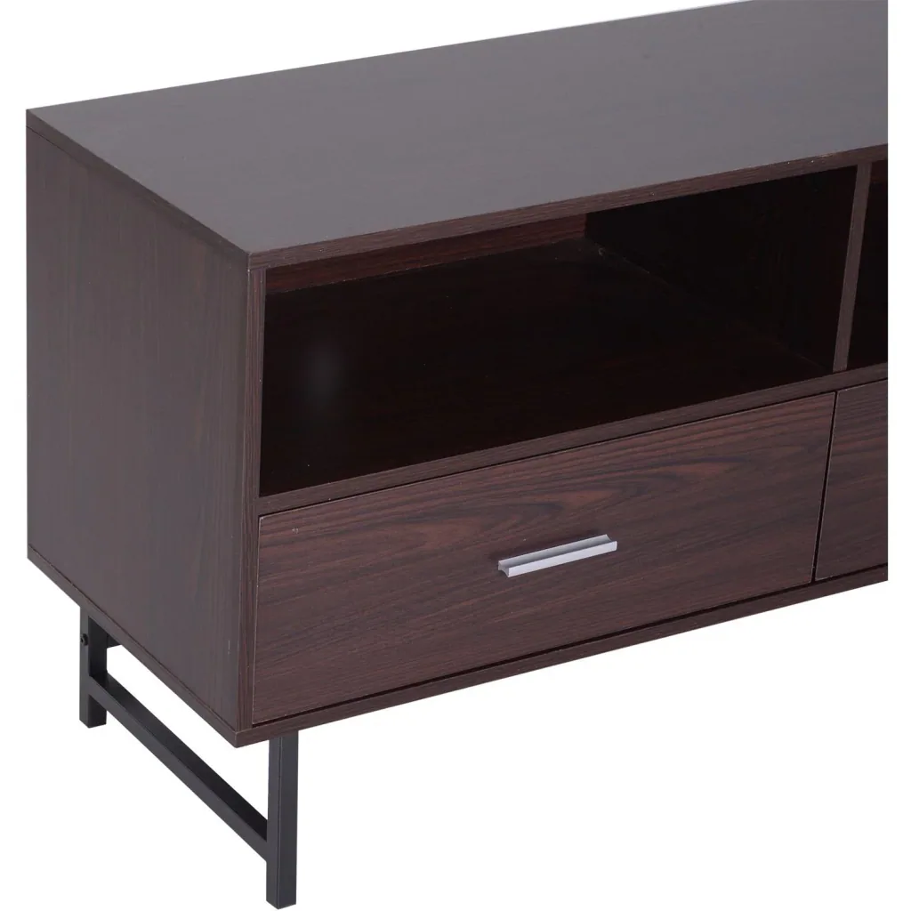 Fernsehtisch TV-kommode Unterschrank 2 x Schublade Holz Dunkelkaffee 120 x 39,5 x 60,5 cm