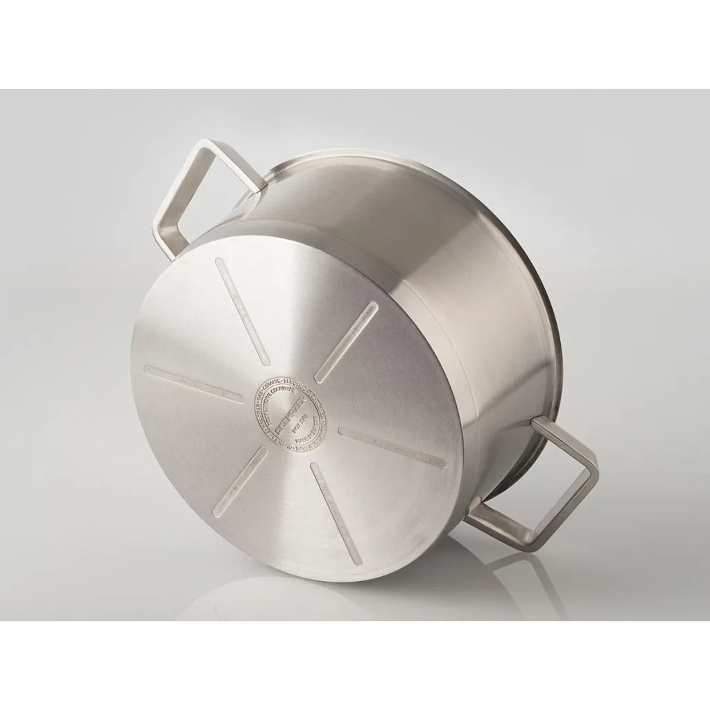 Mehrzer Premium - Niedriger Kochtopf mit Deckel - 24 cm - Edelstahl