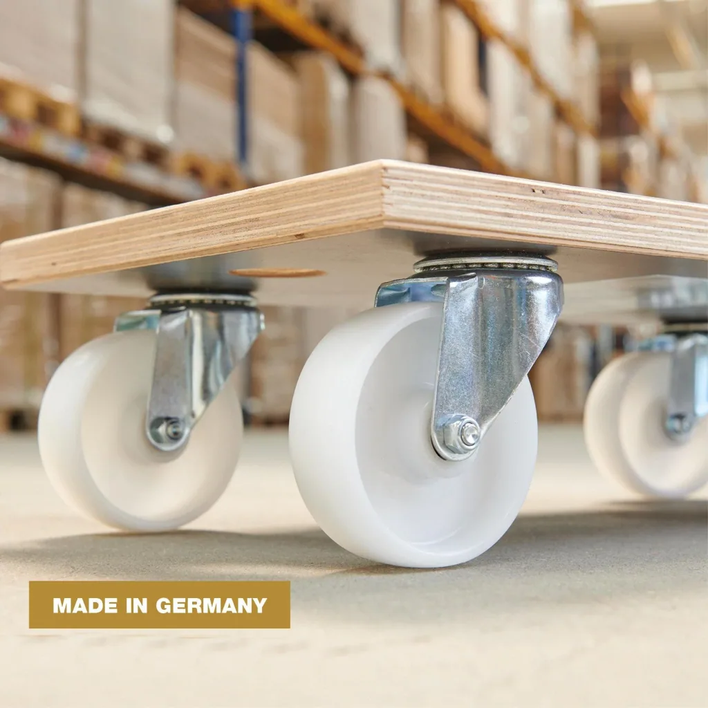 Transporthilfe MM 1143, 57,5 x 30 x 15 cm, harte Rollen Ø 100 mm, Rollenlager, Platte Maxigrip FSC®, Tragkraft 500 kg