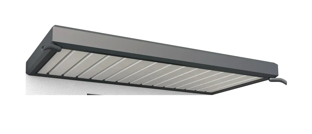 Rechteckvordach Typ NM 200, 200 x 90 x 14 cm, Rahmen Anthrazit, Abdeckung Weiß