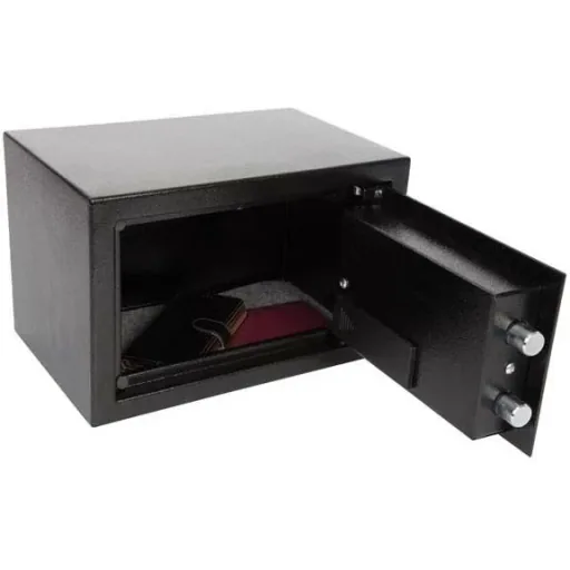 Elektronischer Tresor mit digitalem Code und Notfallschlüssel, geräumiger Stahltresor für Geld mit weichem Innenraum, sicherer Mini-Tresor für Schmuck, Dokumente und Bargeld, 20x31x20 cm