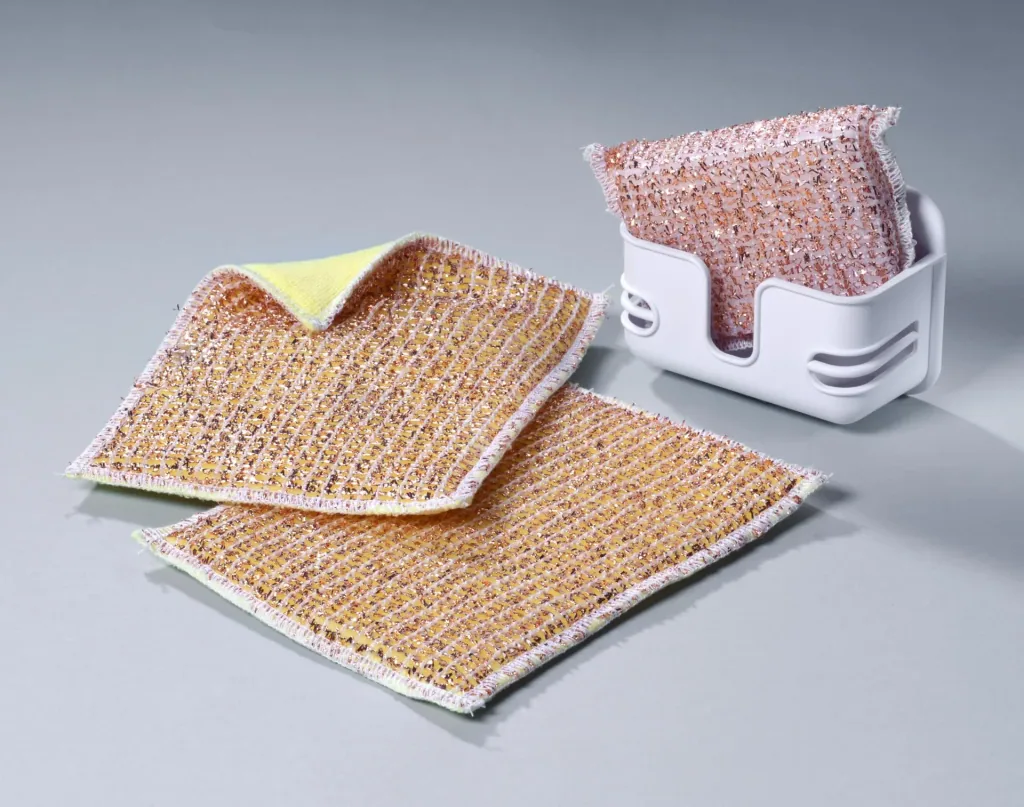Kupferschwamm mit Box + Mikrofaser Kupfertücher 2 in 1, 2 Stk