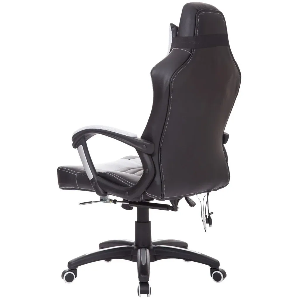 Bürostuhl Gaming Stuhl mit Massage- und Wärmefunktion schwarz-weiß