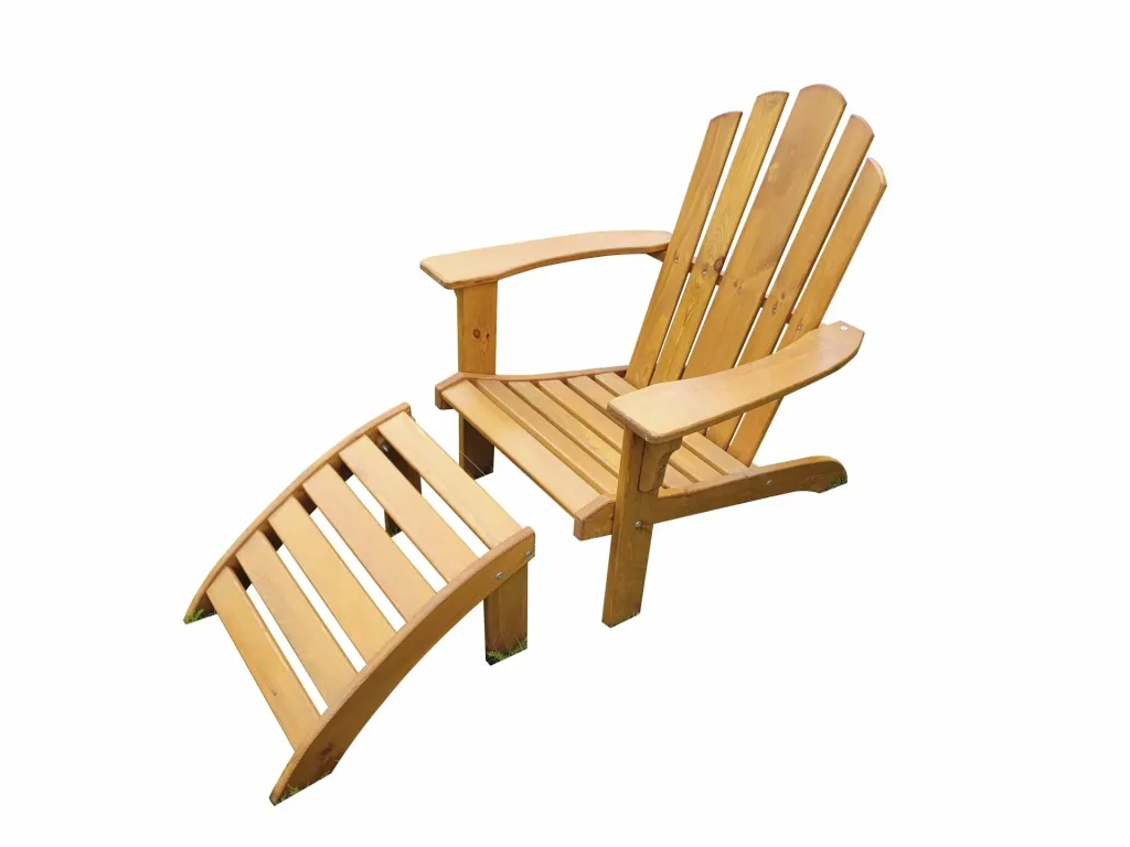 Set Deckchair mit Fußablage, honigbraun