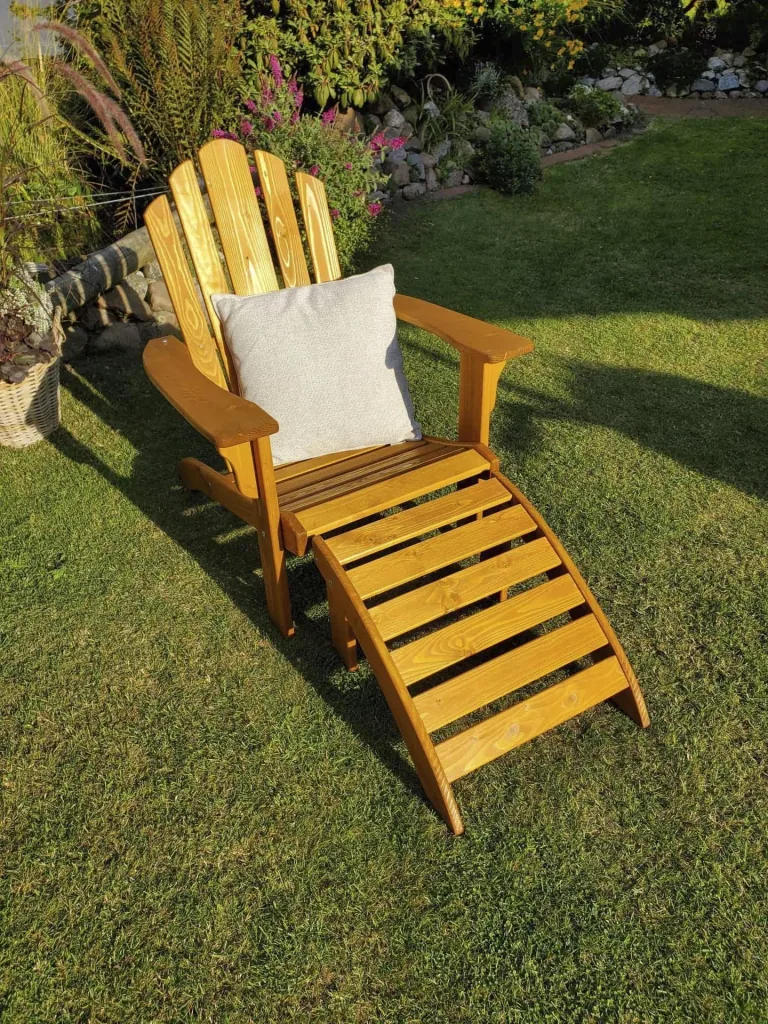 Set Deckchair mit Fußablage, honigbraun
