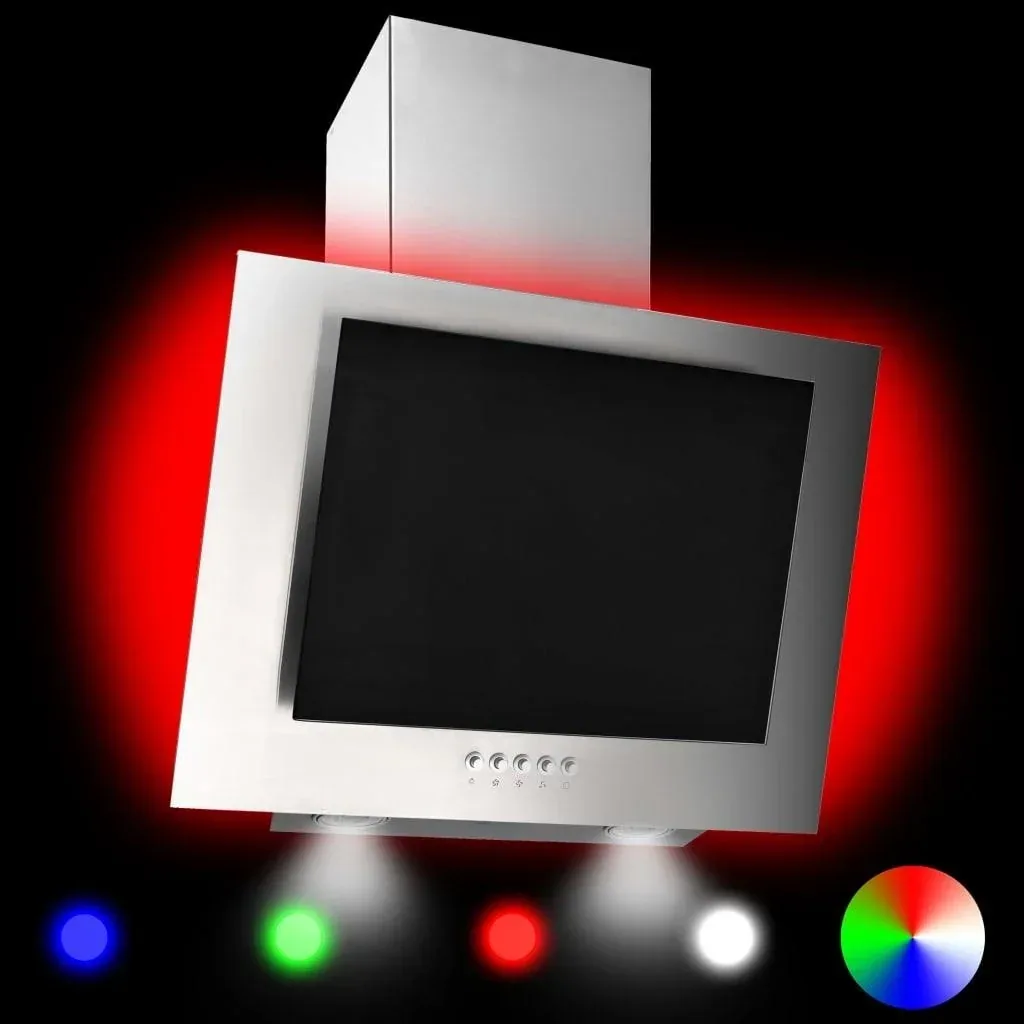 RGB-LED-Wandhaube 60 cm aus Edelstahl und gehärtetem Glas