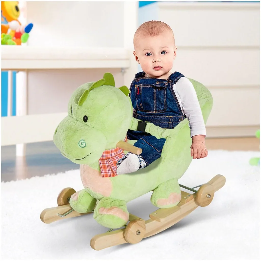 Schaukeltier Drache mit Rollen Musik