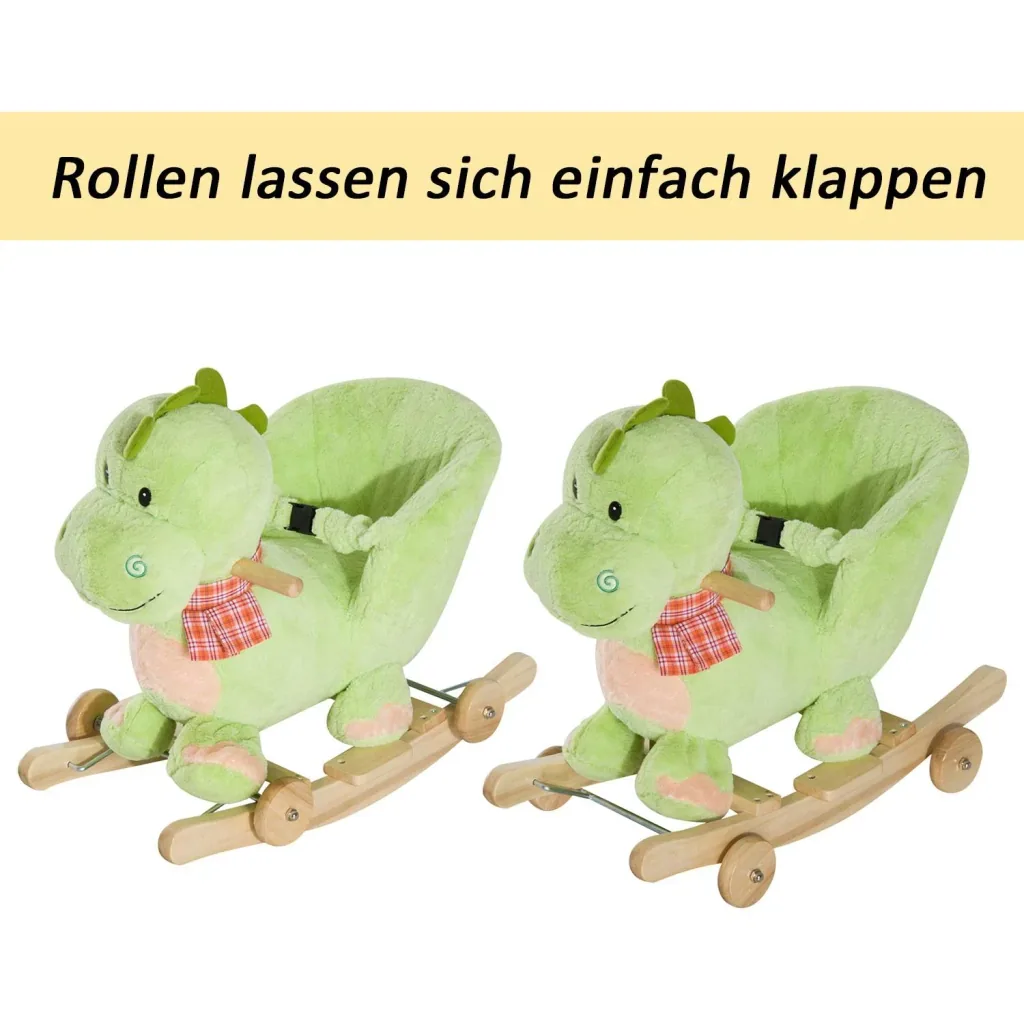 Schaukeltier Drache mit Rollen Musik