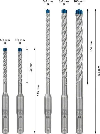 SDS plus-7X 5-teiliges Hammerbohrer- Set EXPERT