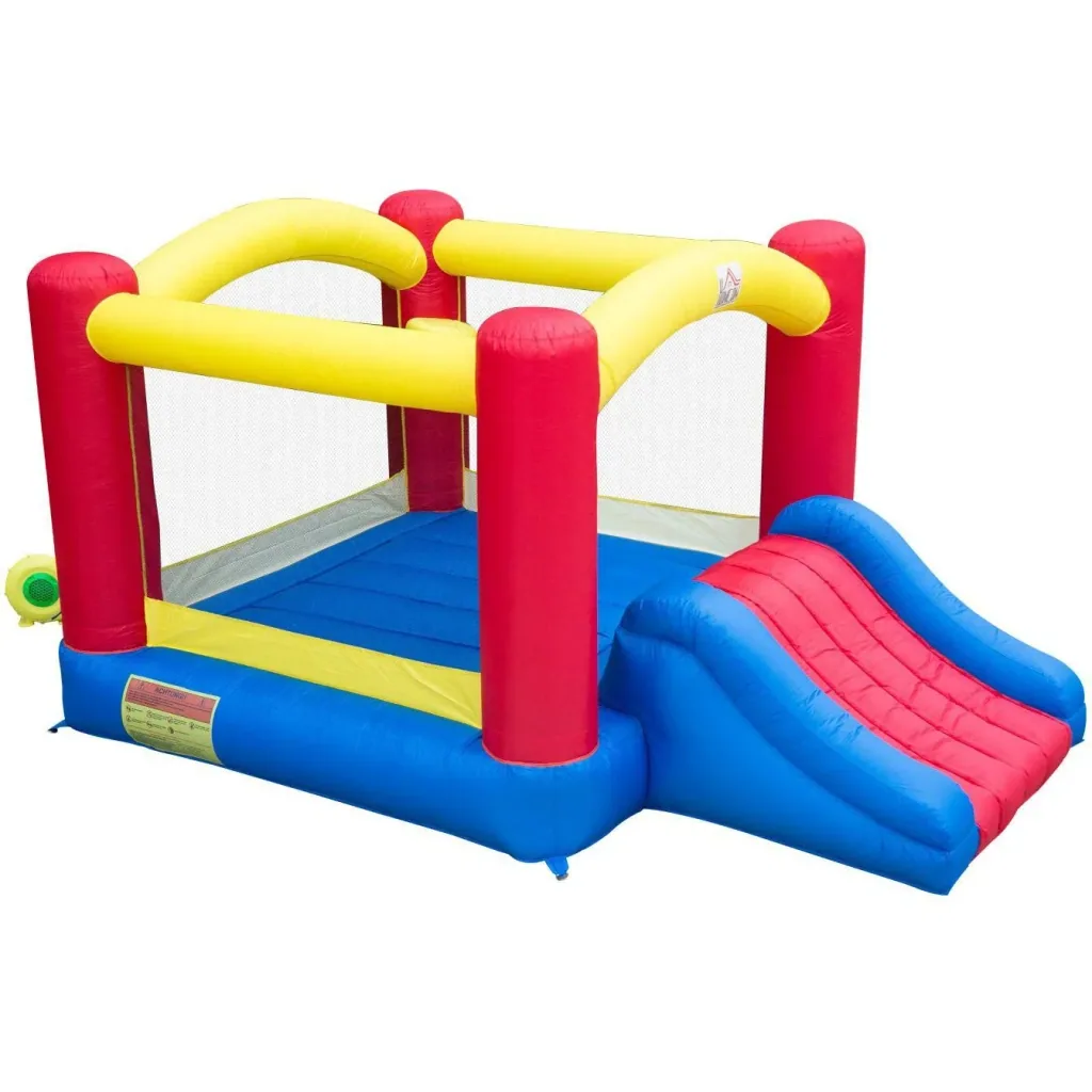Hüpfburg XXL mit Rutsche Spielburg aufblasbar bunt (366 x 274 x 183 cm)
