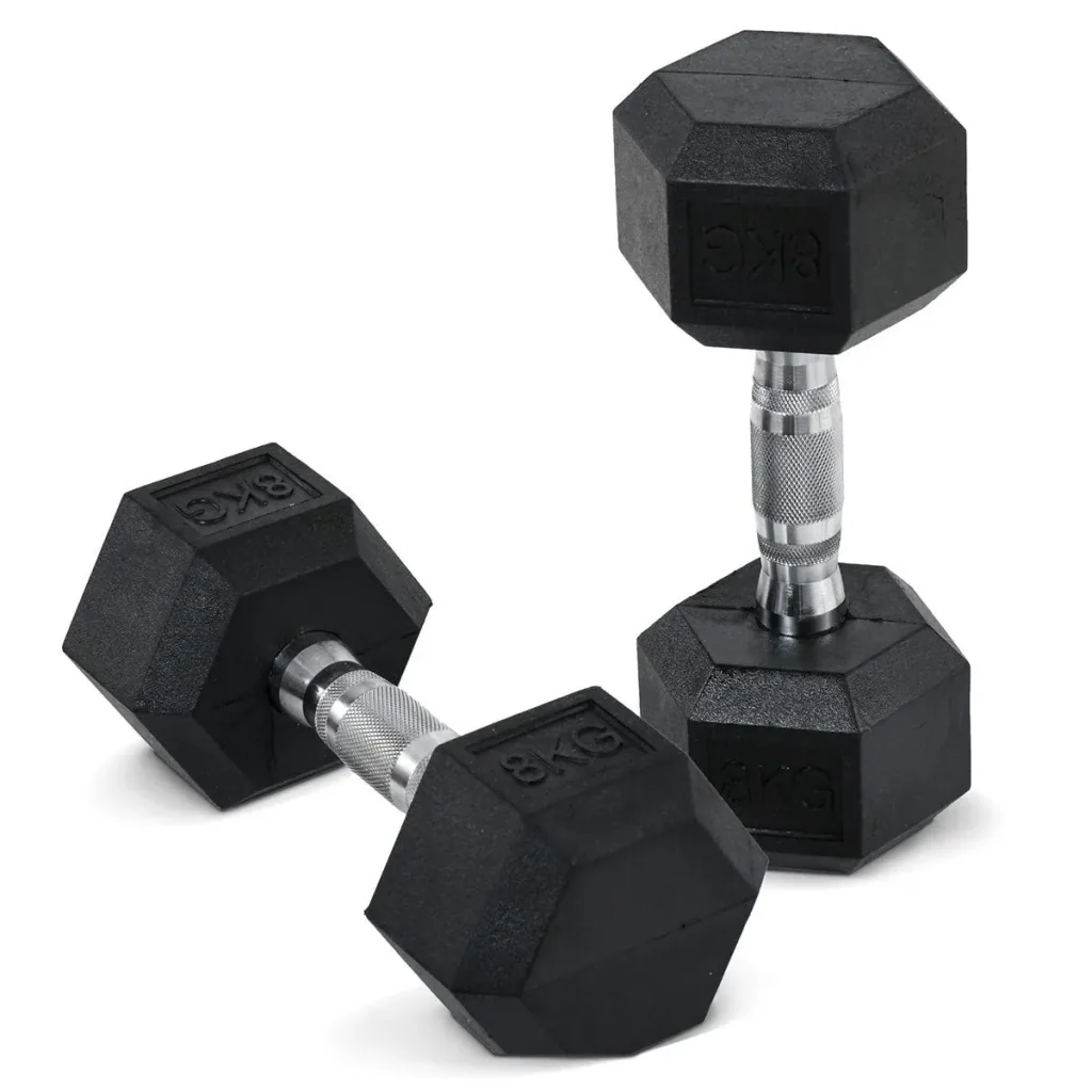 2er-Set Gummi-Hantel Fitness Hantel Kurzhantel für Trainingsraum Büro sechseckige Form Metall Gummi schwarz 8 KG